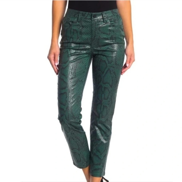 Joe's Jeans Green Snake Print High Waist Crop Pants Size 27 New - Picture 1 of 10